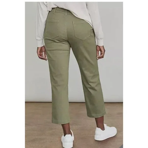 Elizabeth & James Winter Moss Green Utility Cropped Pants Size 10 - Picture 2 of 11